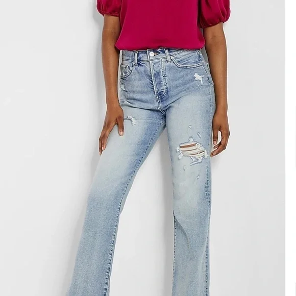 Express Satin Open Back Puff Sleeve Top Size Large - Picture 8 of 8